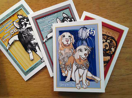 Year of the Dog—Chinese Zodiac Papercut Card (TRIfold)