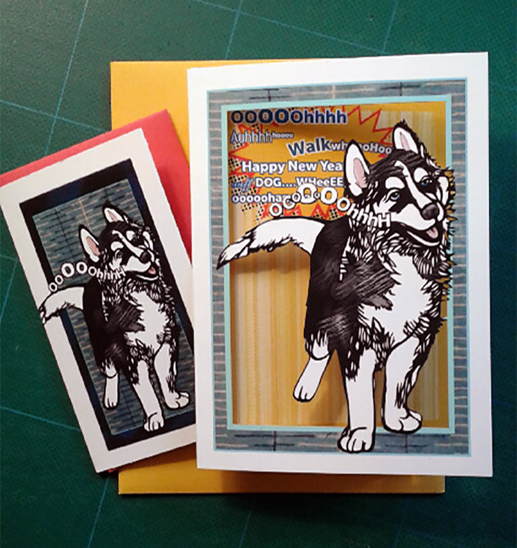 Year of the Dog—Chinese Zodiac Papercut Card (TRIfold)
