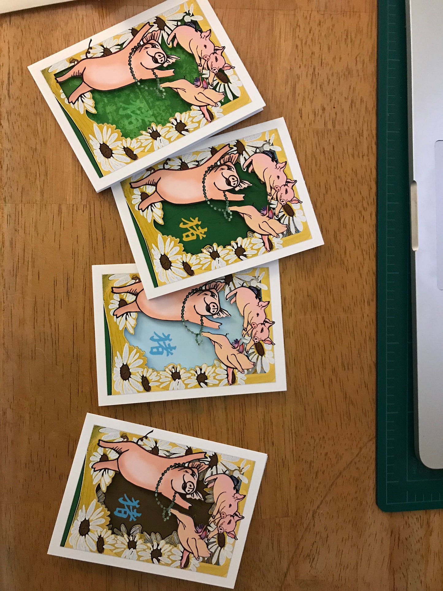 Year of the Pig Papercut Card (TRIfold)