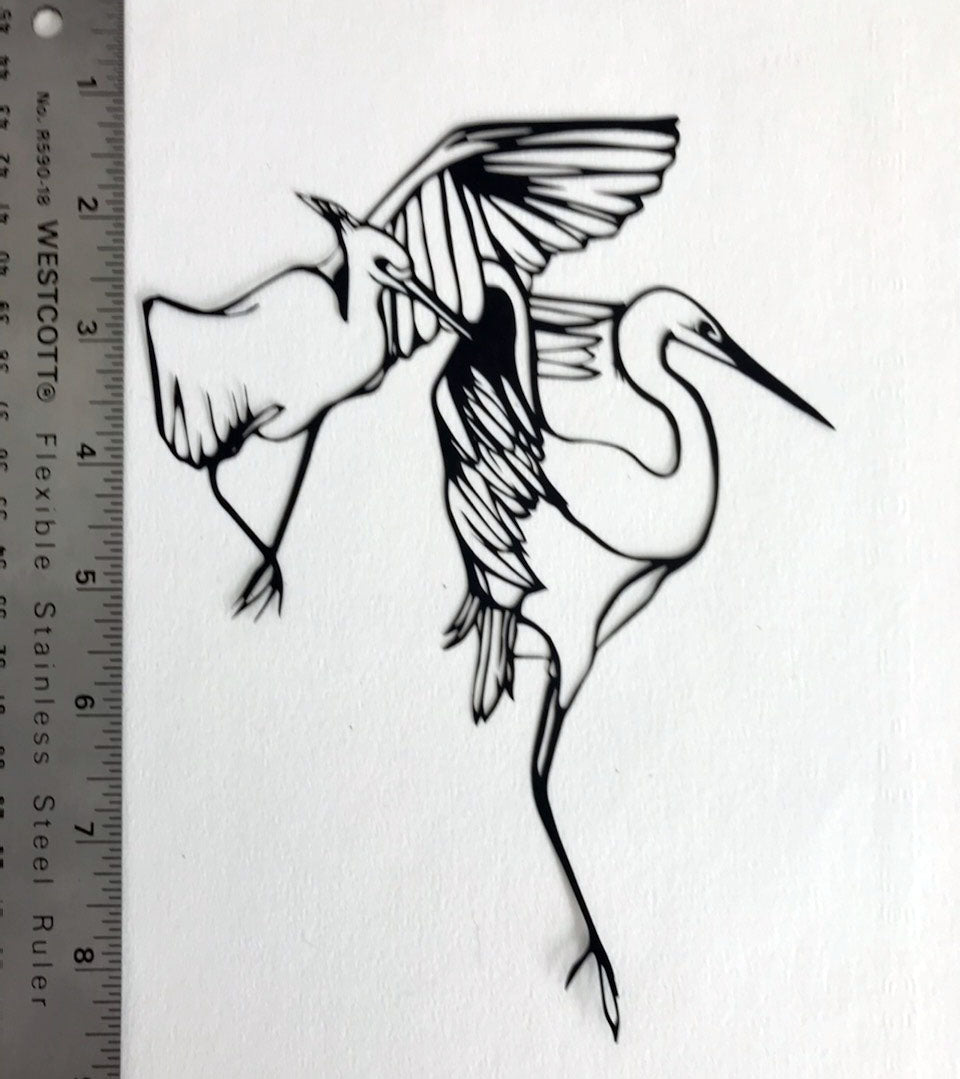 Egrets in flight papercut