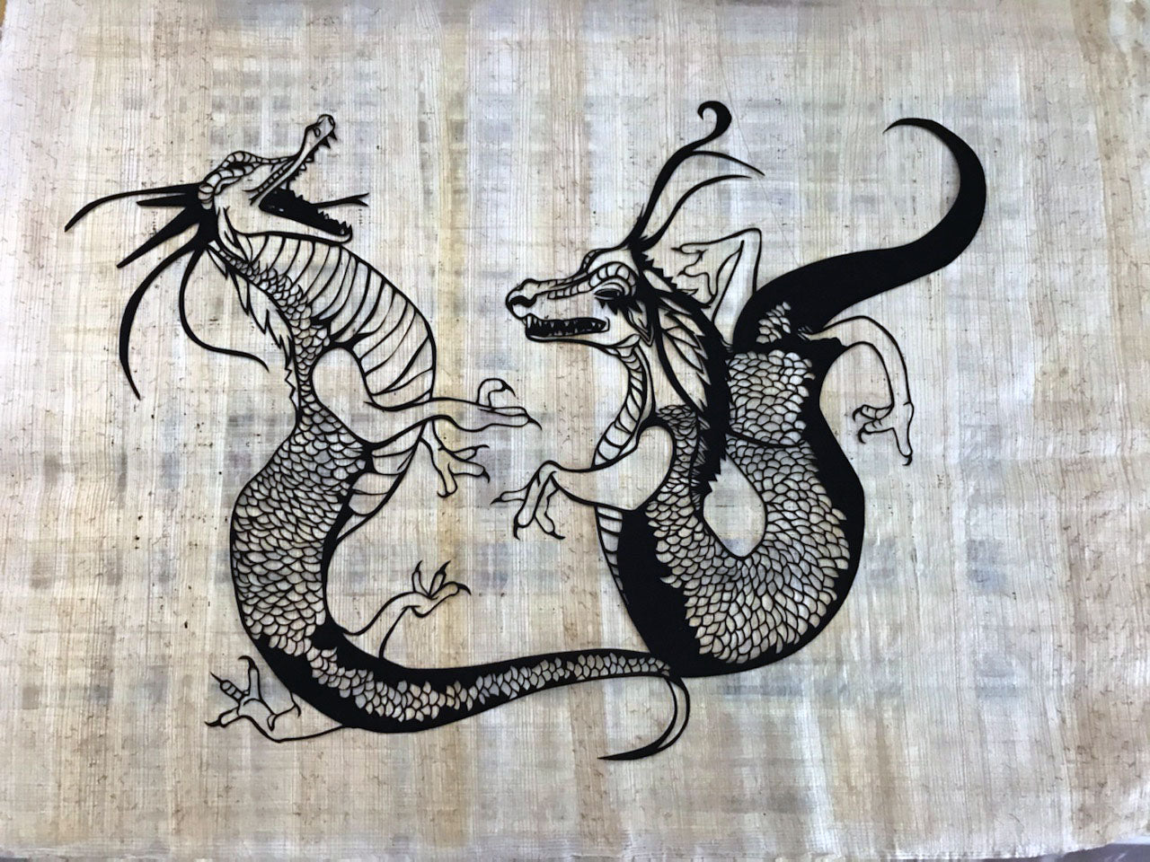 Double Dragon Papercut (traditional)