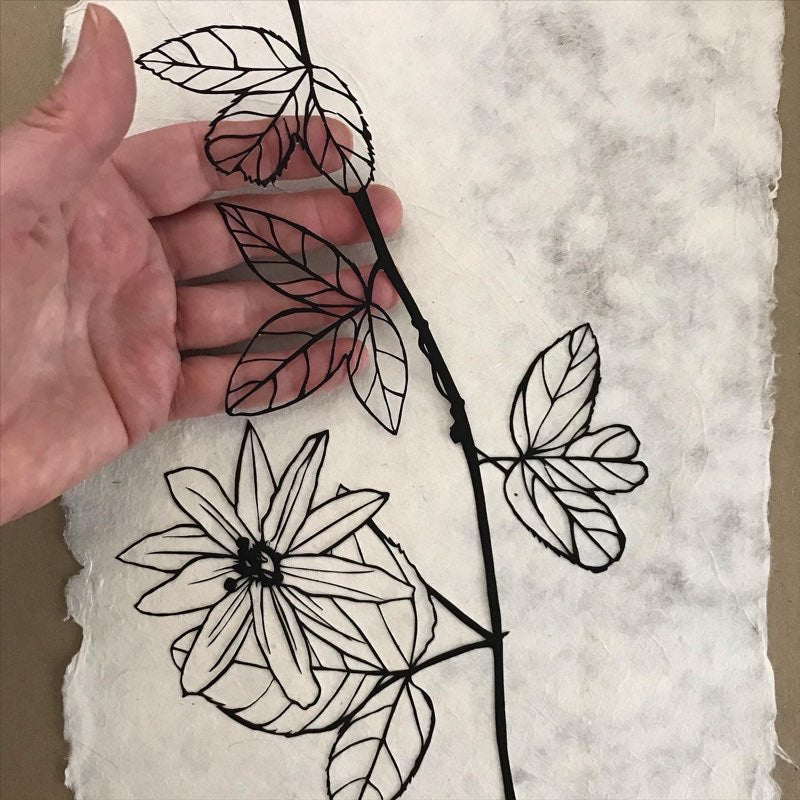 Passionfruit Flower Botanical Art Papercut