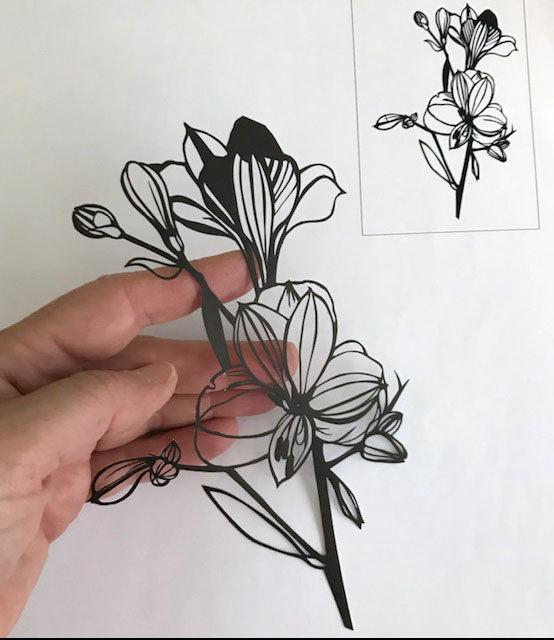 Crocus paper botanical papercut