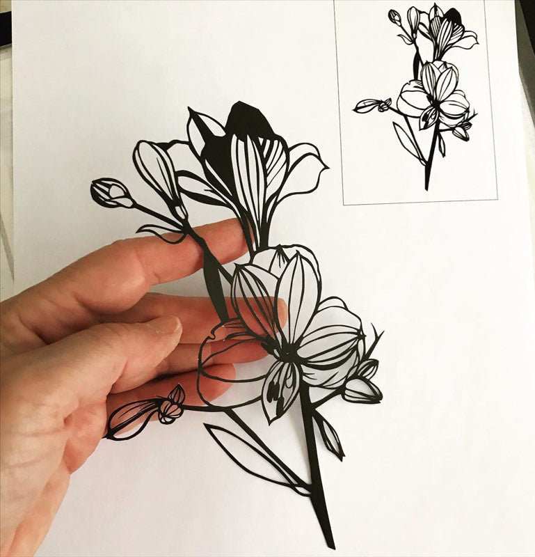 Crocus paper botanical papercut
