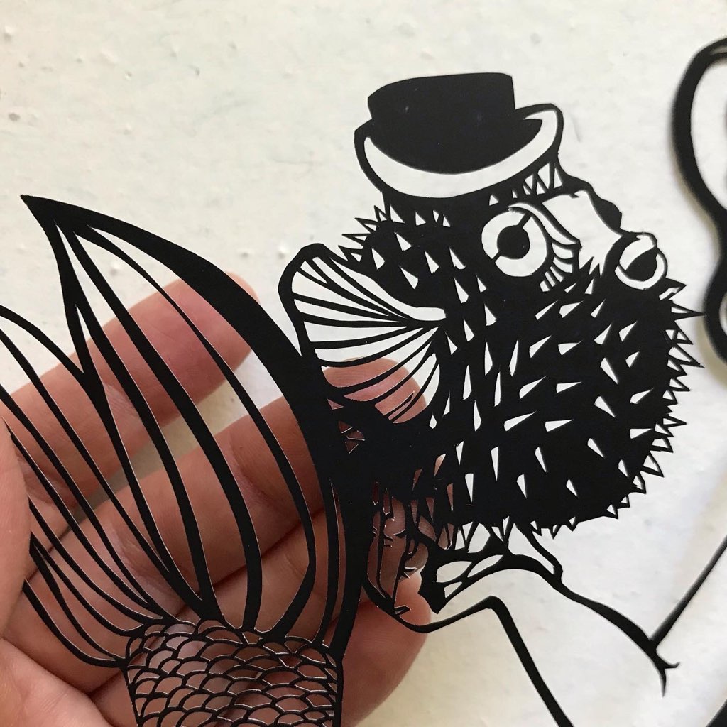 Mermaid traditional papercut with giclee print