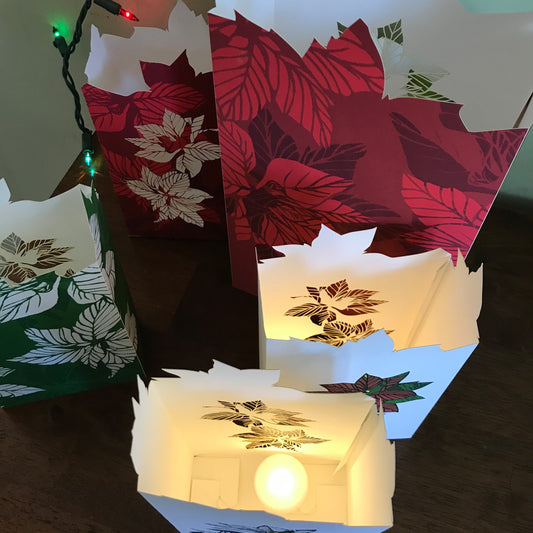Poinsettia Luminarias (set of two)