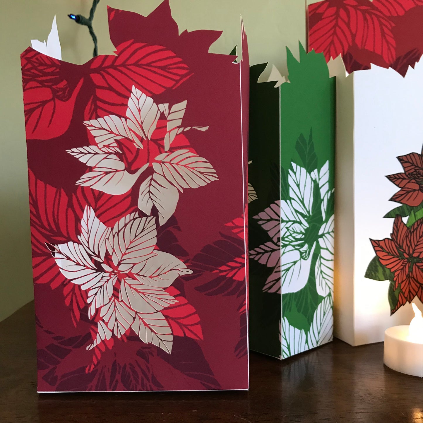 Poinsettia Luminarias (set of two)