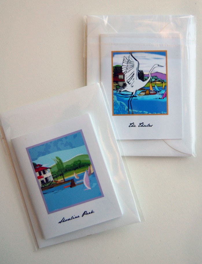 Shoreline Blue Heron in the Reeds (POPupfoldOUT)