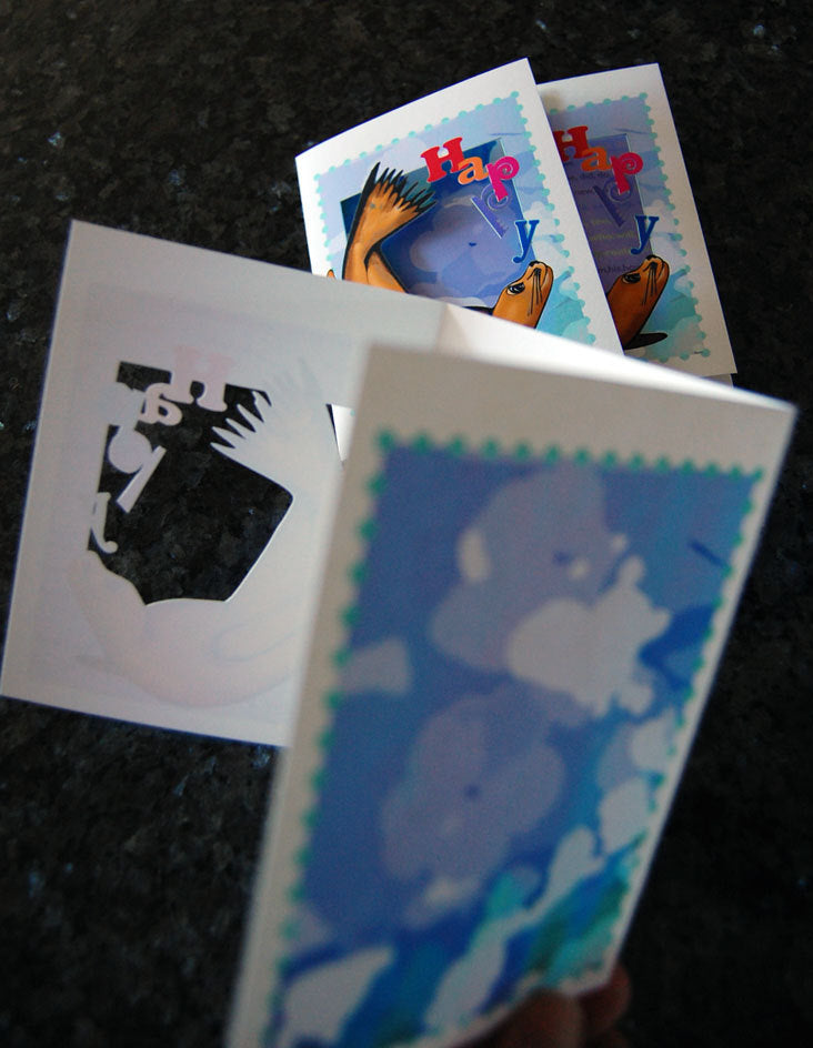 Sea Lion Happy Papercut Card (TRIfold)