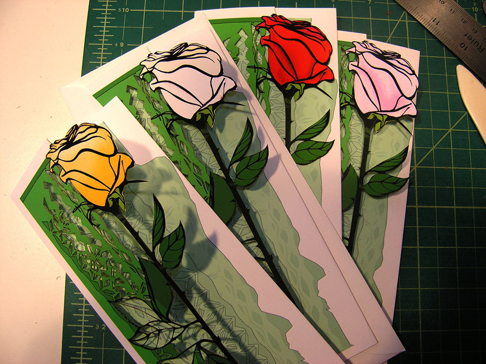 Long-Stemmed Rose Papercut Card (TRIfold)