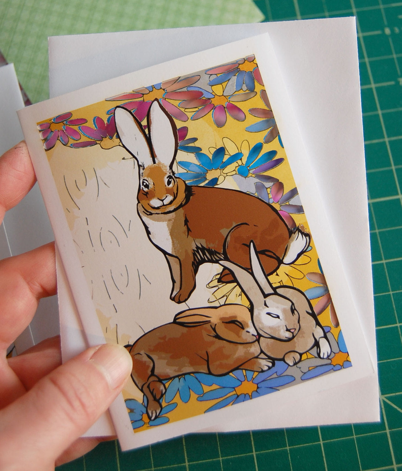 Easter Bunnies Papercut Card (TRIfold)