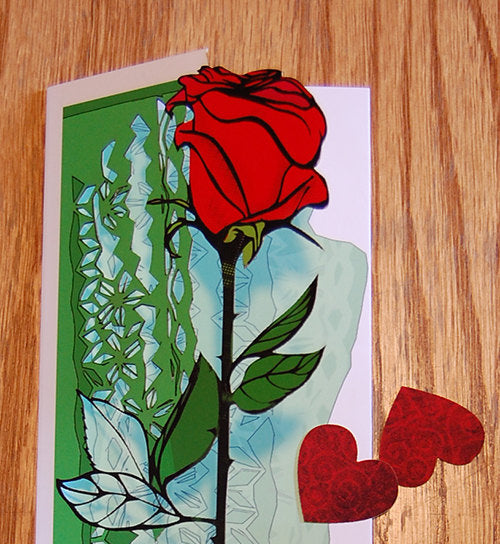 Long-Stemmed Rose Papercut Card (TRIfold)