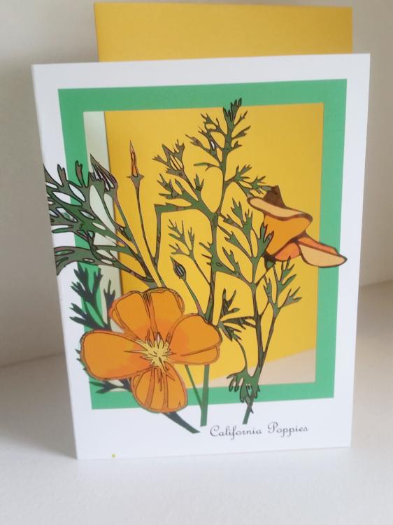 California Poppy Papercut Card (TRIfold)