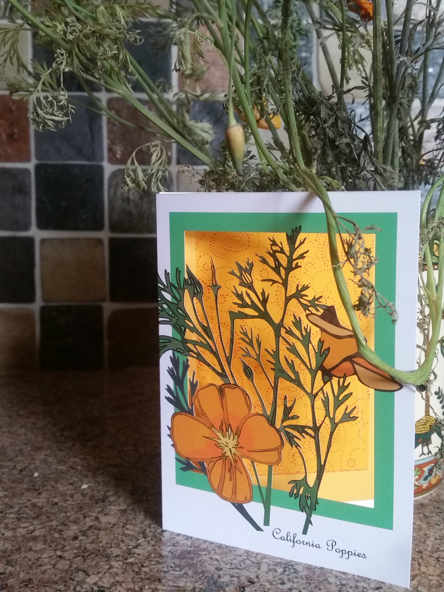 California Poppy Papercut Card (TRIfold)