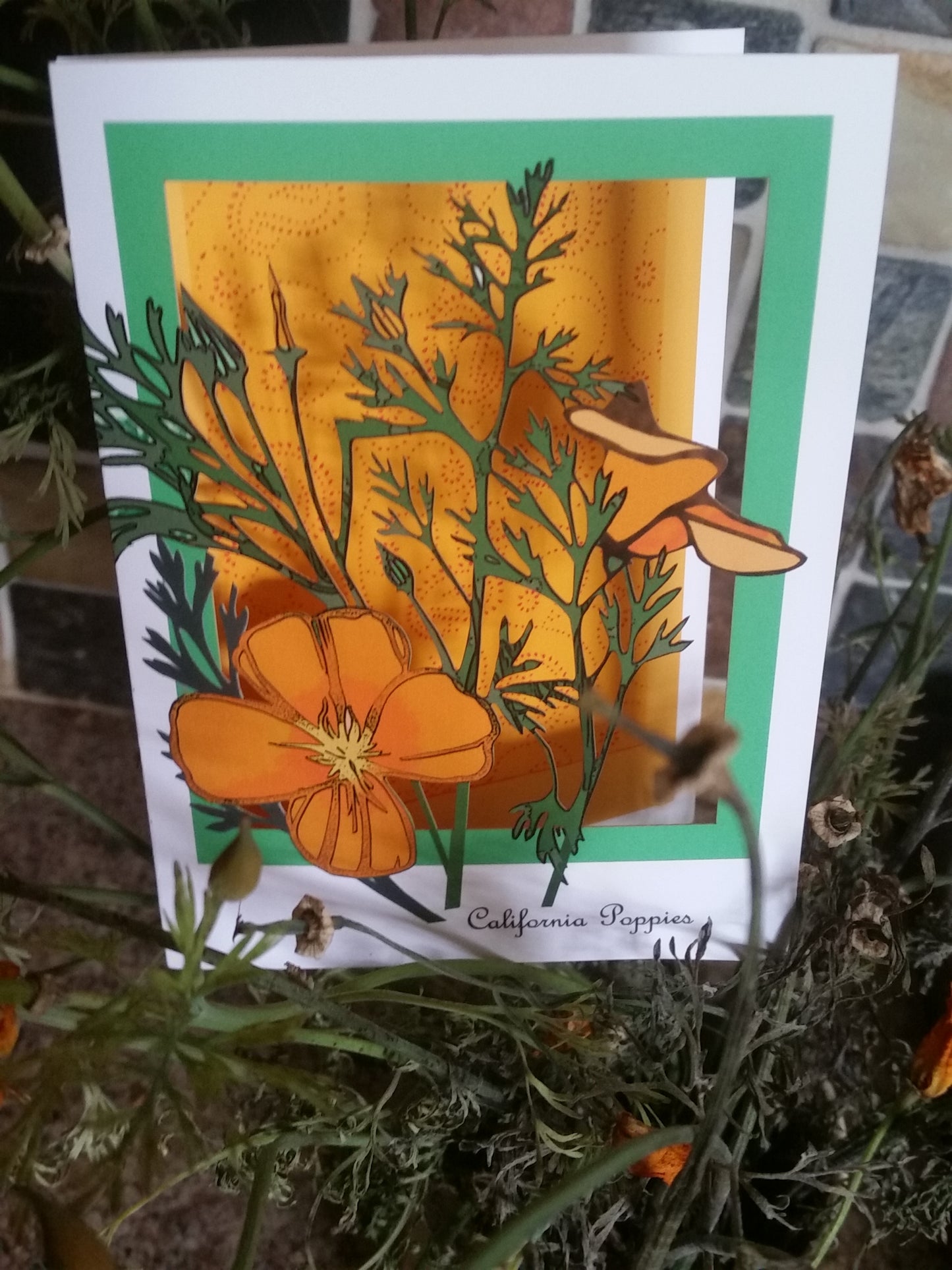 California Poppy Papercut Card (TRIfold)
