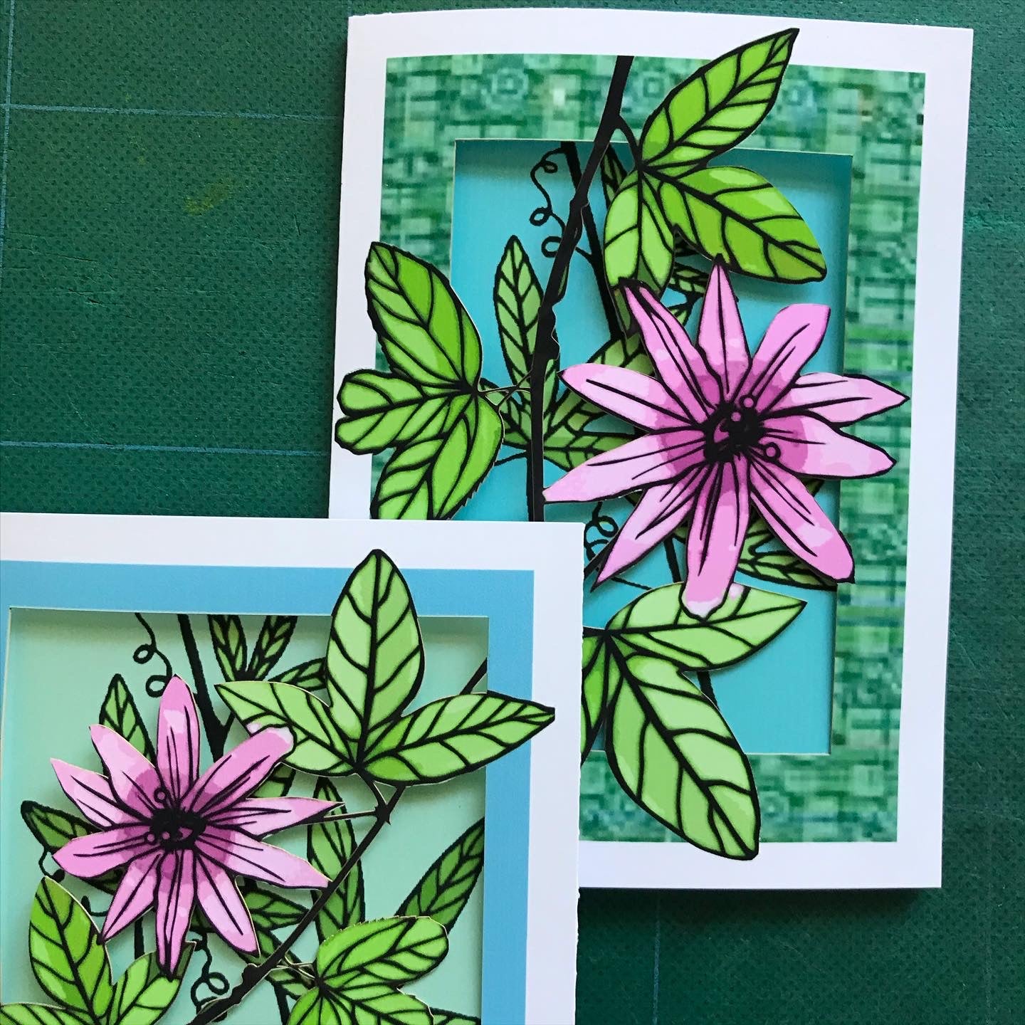 Passionfruit Flower Papercut Card (TRIfold)