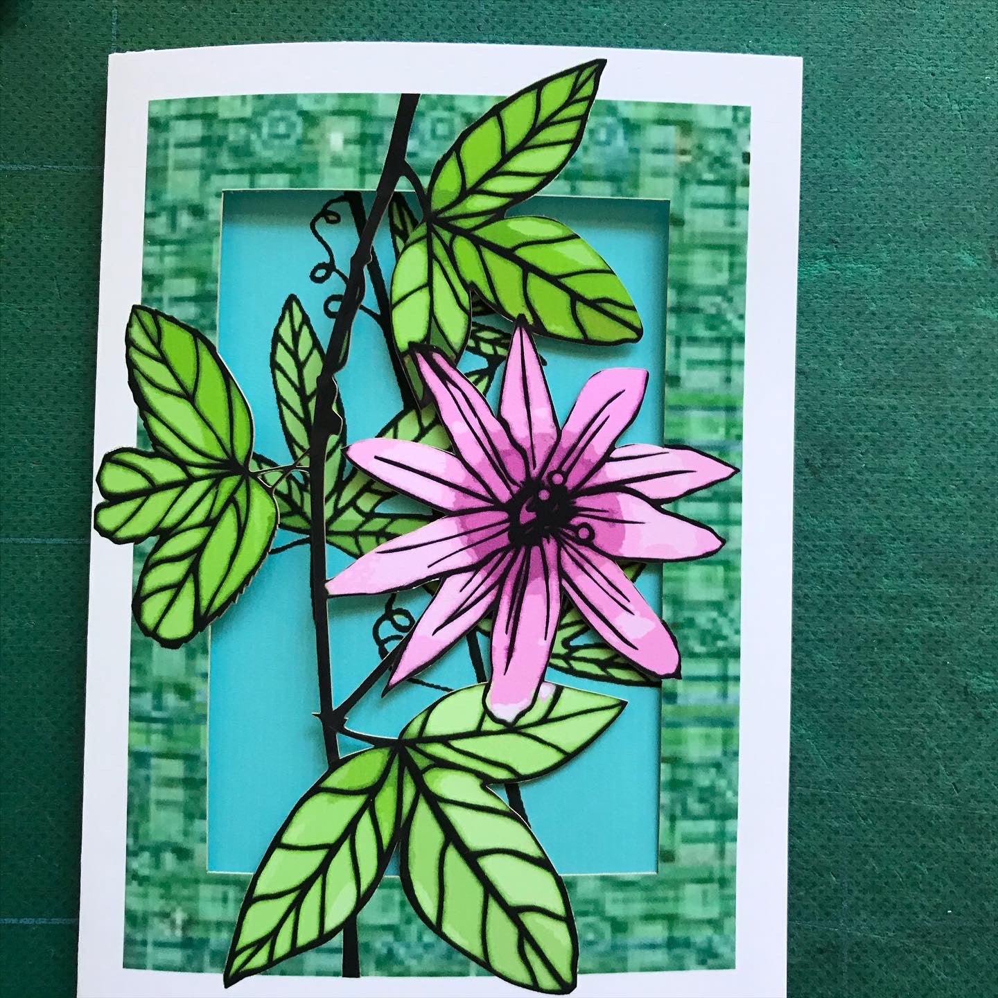 Passionfruit Flower Papercut Card (TRIfold)