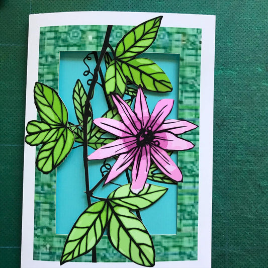 Passionfruit Flower Papercut Card (TRIfold)