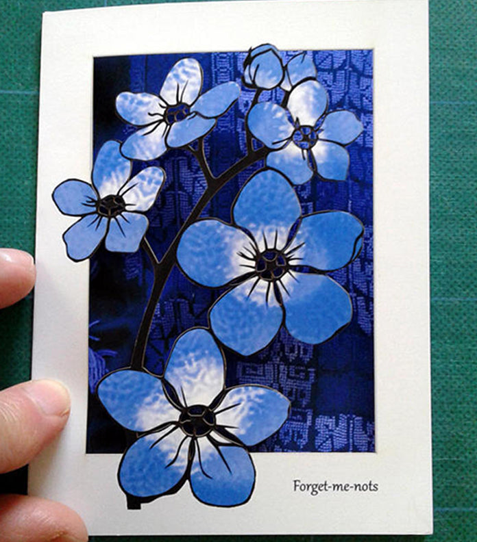 Forget-me-nots Papercut Card (TRIfold)