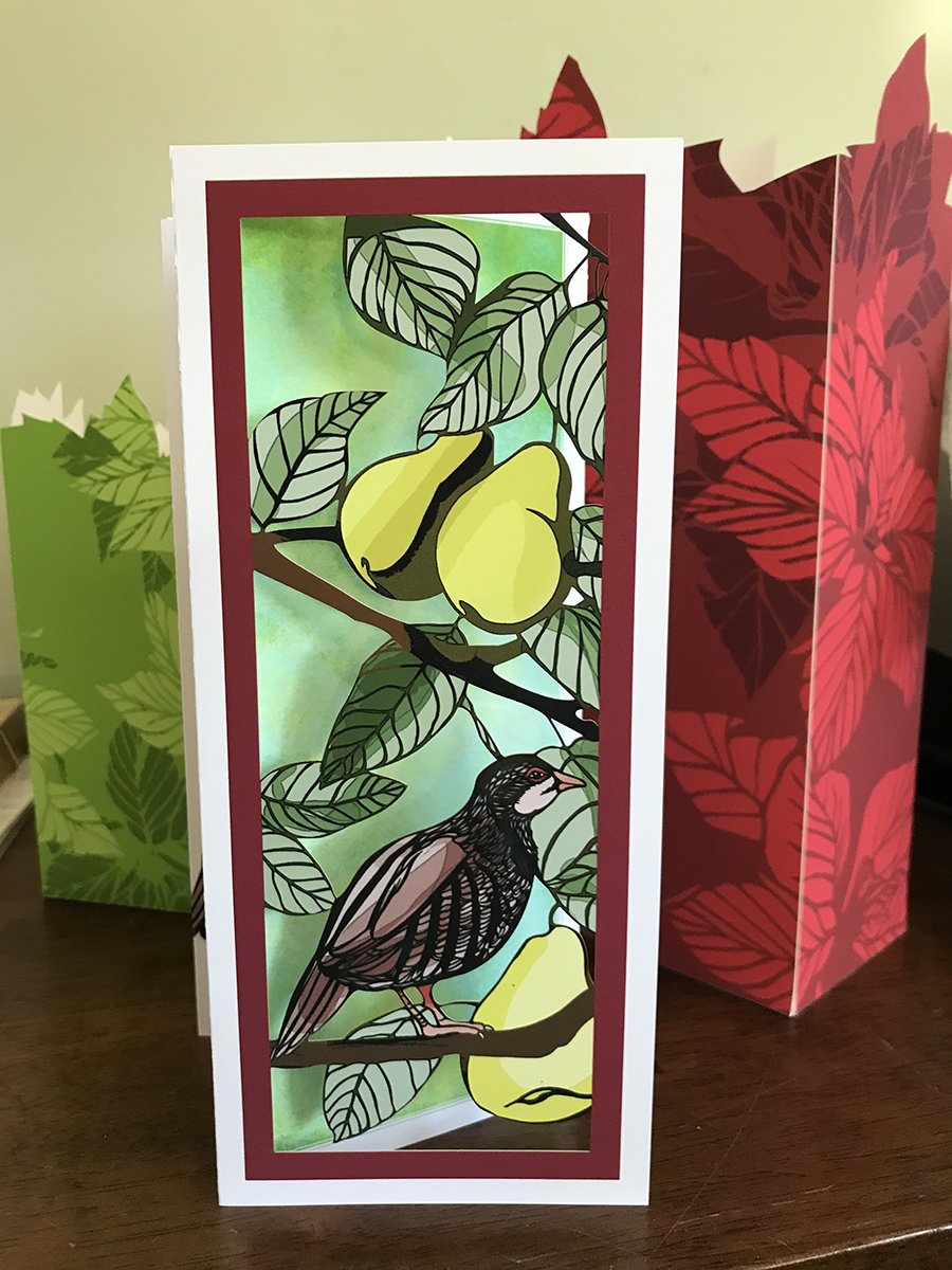 Partridge in a Pear Tree (long-form) Papercut card