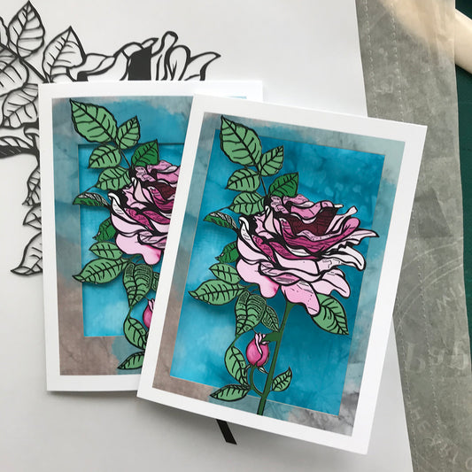 Heirloom rose papercut card (TRIfold)
