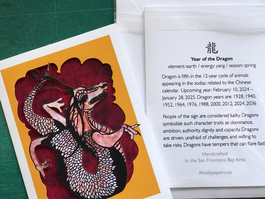 Year of the Dragon—Chinese Zodiac Papercut Card (TRIfold)