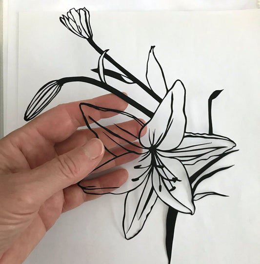 Tiger lily botanical papercut