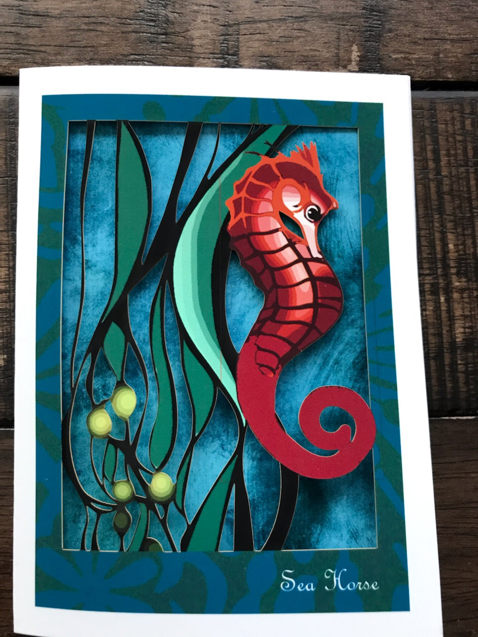 Seahorse papercut card (TRIfold)