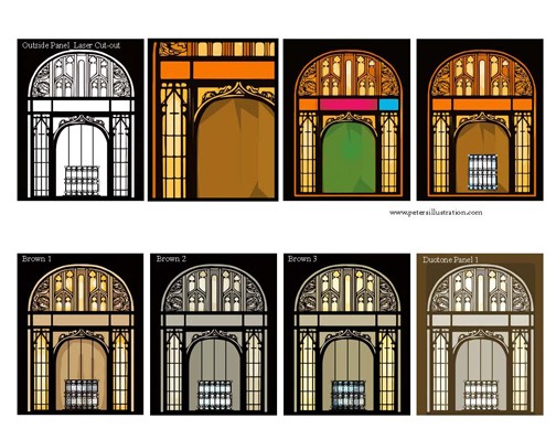 Cathedral Mondrian-esque Papercut Card (TRIfold)