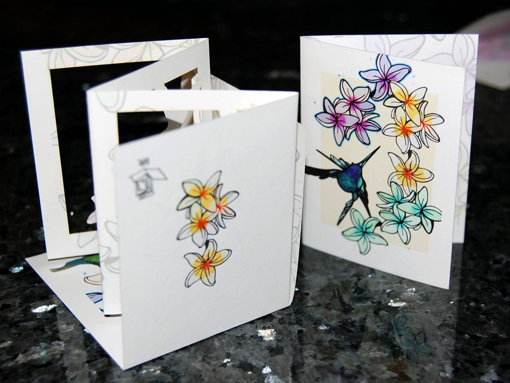 Hummingbirds within Plumeria (POPupfoldOUT)
