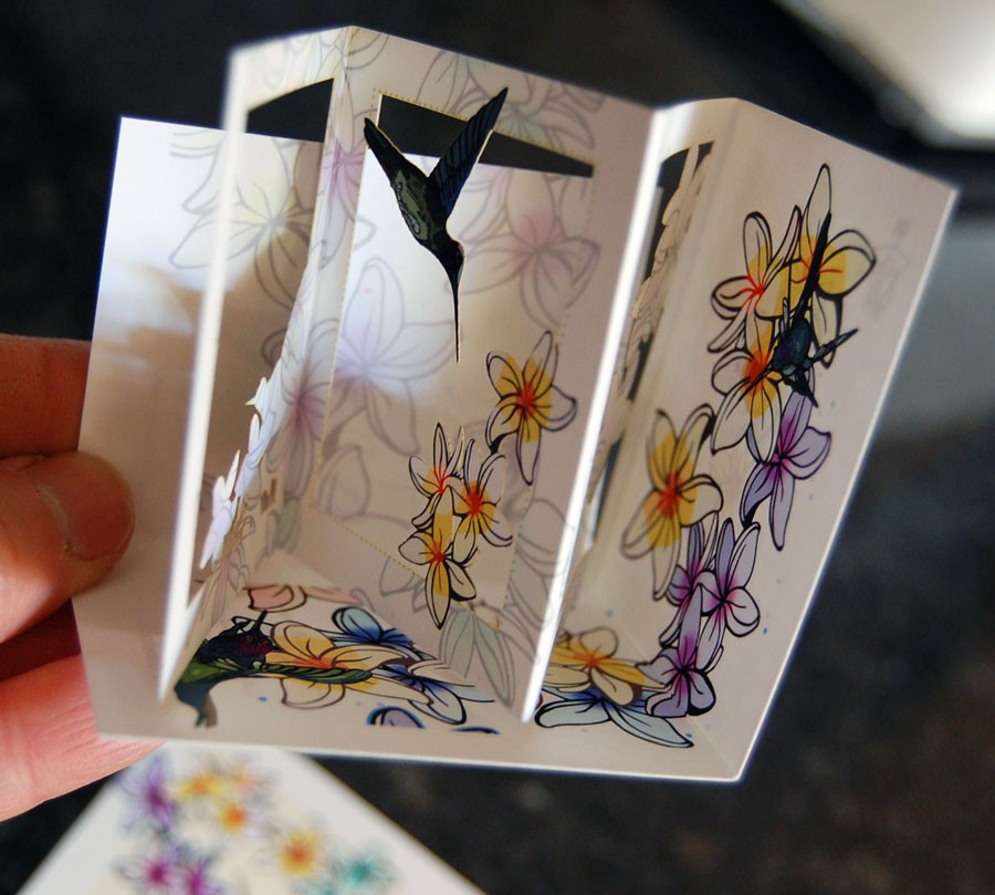 Hummingbirds within Plumeria (POPupfoldOUT)