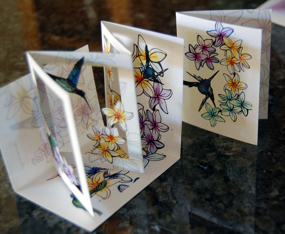 Hummingbirds within Plumeria (POPupfoldOUT)