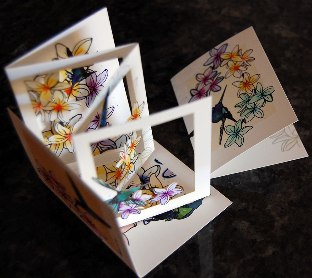 Hummingbirds within Plumeria (POPupfoldOUT)