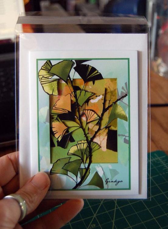 Golden Ginkgo Papercut Card (TRIfold)