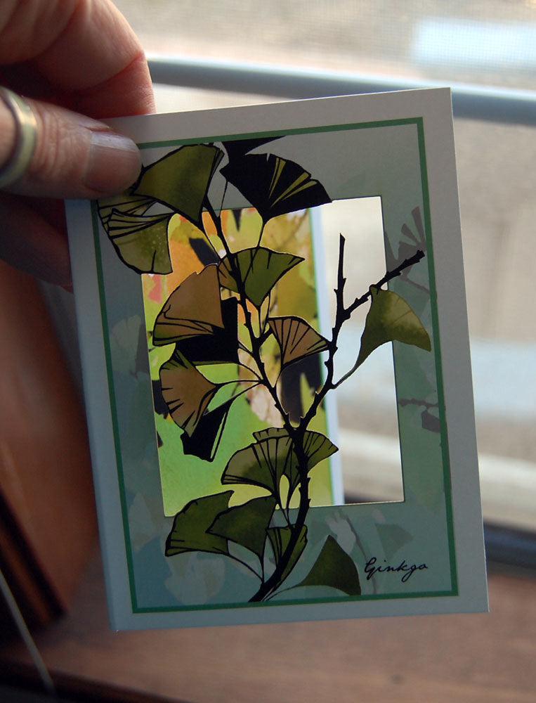 Golden Ginkgo Papercut Card (TRIfold)