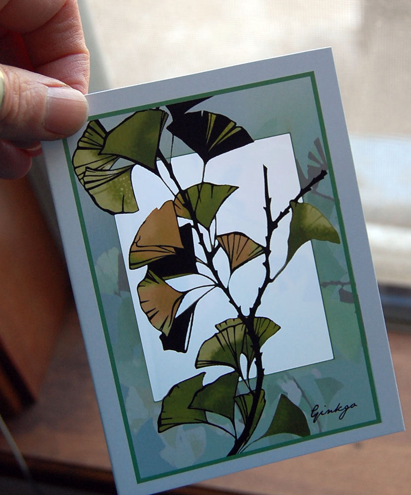 Golden Ginkgo Papercut Card (TRIfold)