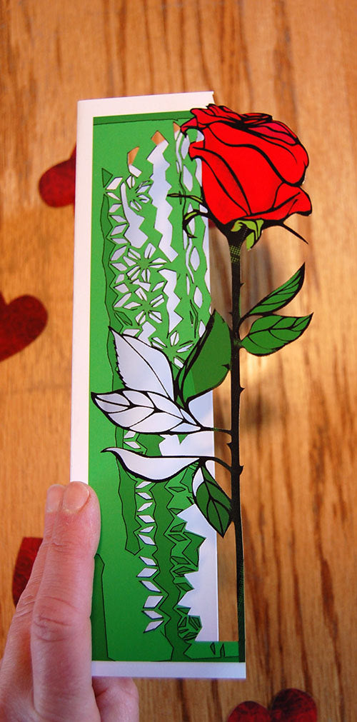 Long-Stemmed Rose Papercut Card (TRIfold)